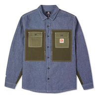 Men's Converse Flowers Small Logo Retro Splicing Contrasting Colors Woven Shirt Jacket Blue 10024167-A01
