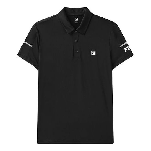 FILA Logo Pattern Loose Short Sleeve polo Black A11M121152F-BK