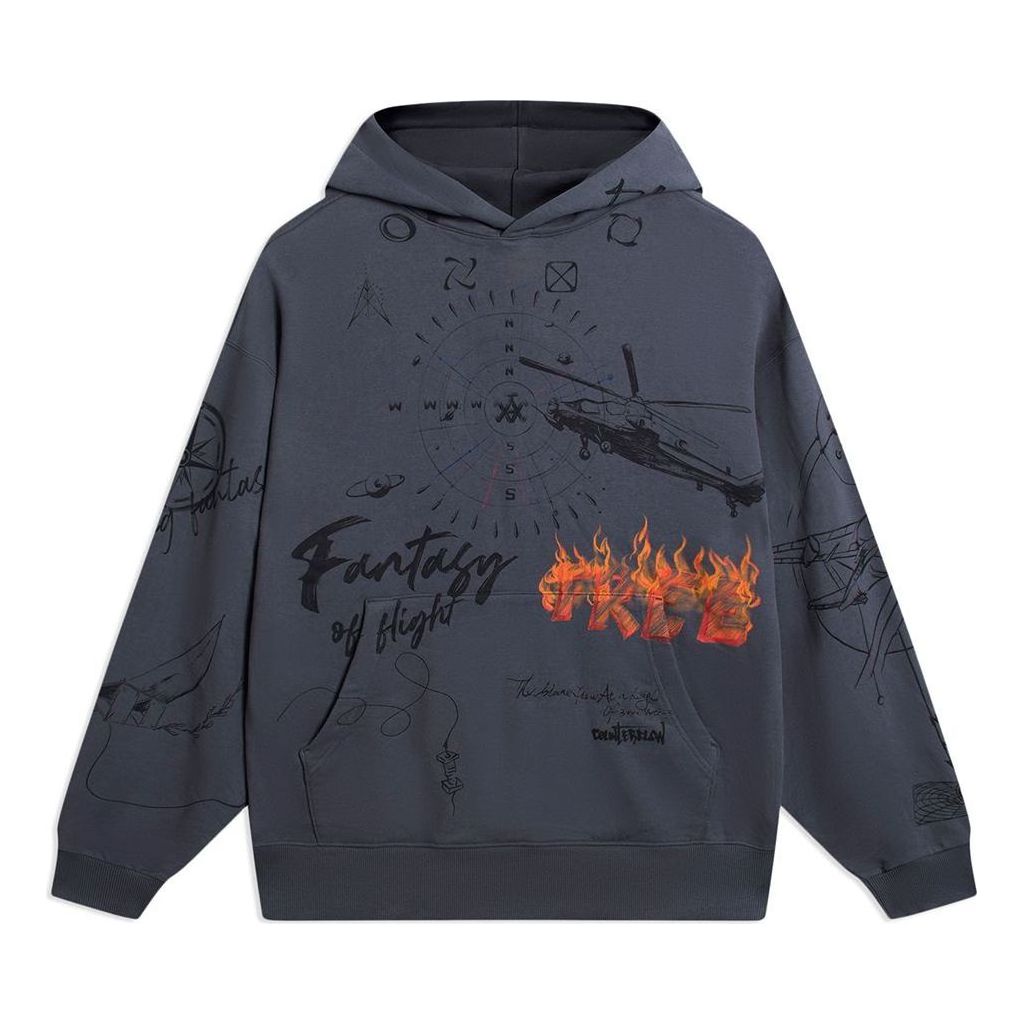 Li-Ning Counterflow Graphic Sweatshirt 'Storm Grey' AWDSH33-3