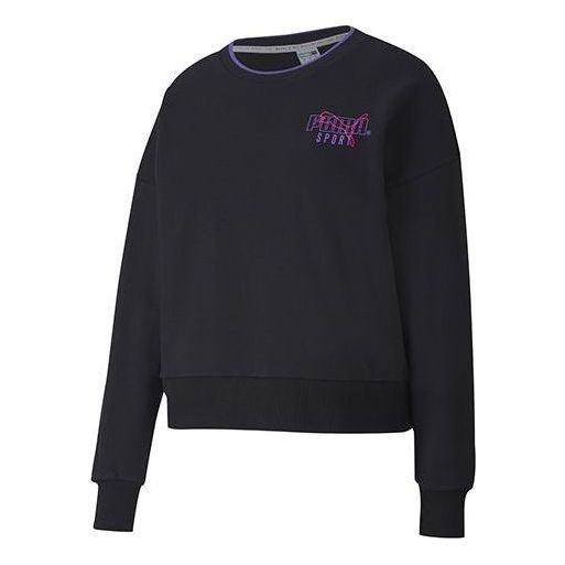 (WMNS) PUMA Sport Crew Sweater 'Black Purple' 598128-01