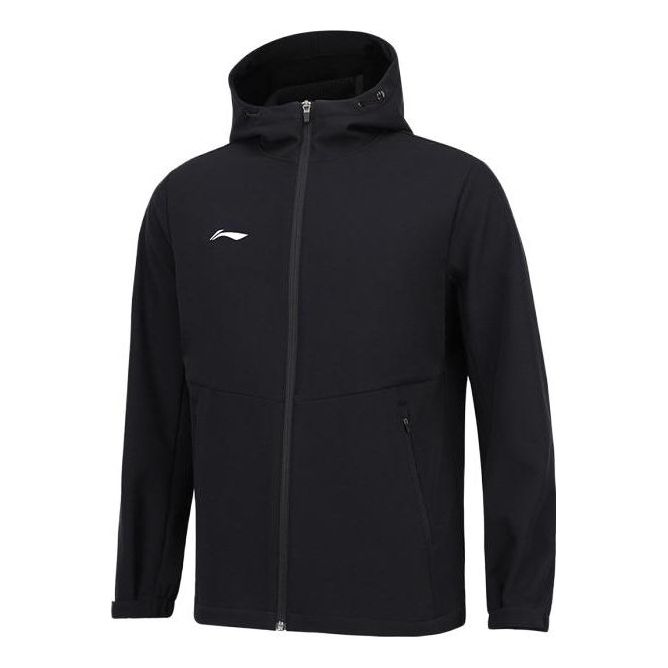 Li-Ning Logo Fleece Full Zip Hooded Jacket 'Black' AFDSC13-1