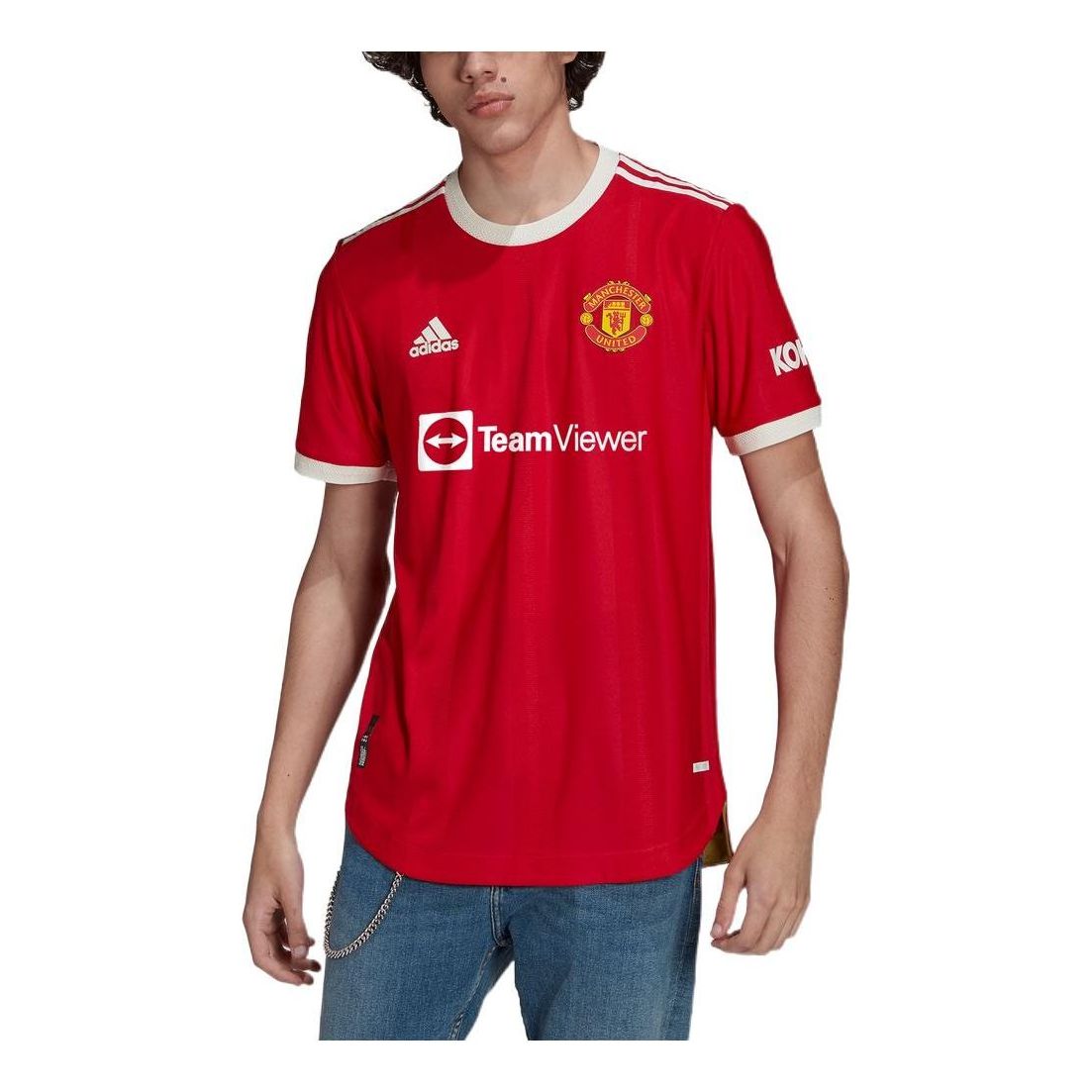 Men's adidas Alphabet Printing Short Sleeve Soccer/Football Jersey AU Player Edition Manchester United Home Red T-Shirt H31090