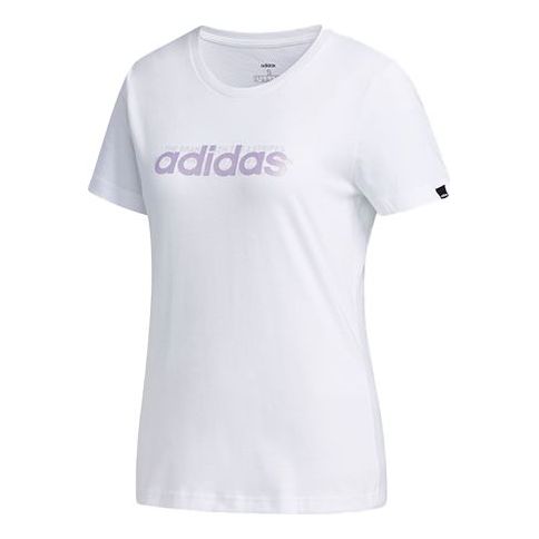 (WMNS) adidas Alphabet Logo Printing Training Sports Short Sleeve White FM6153