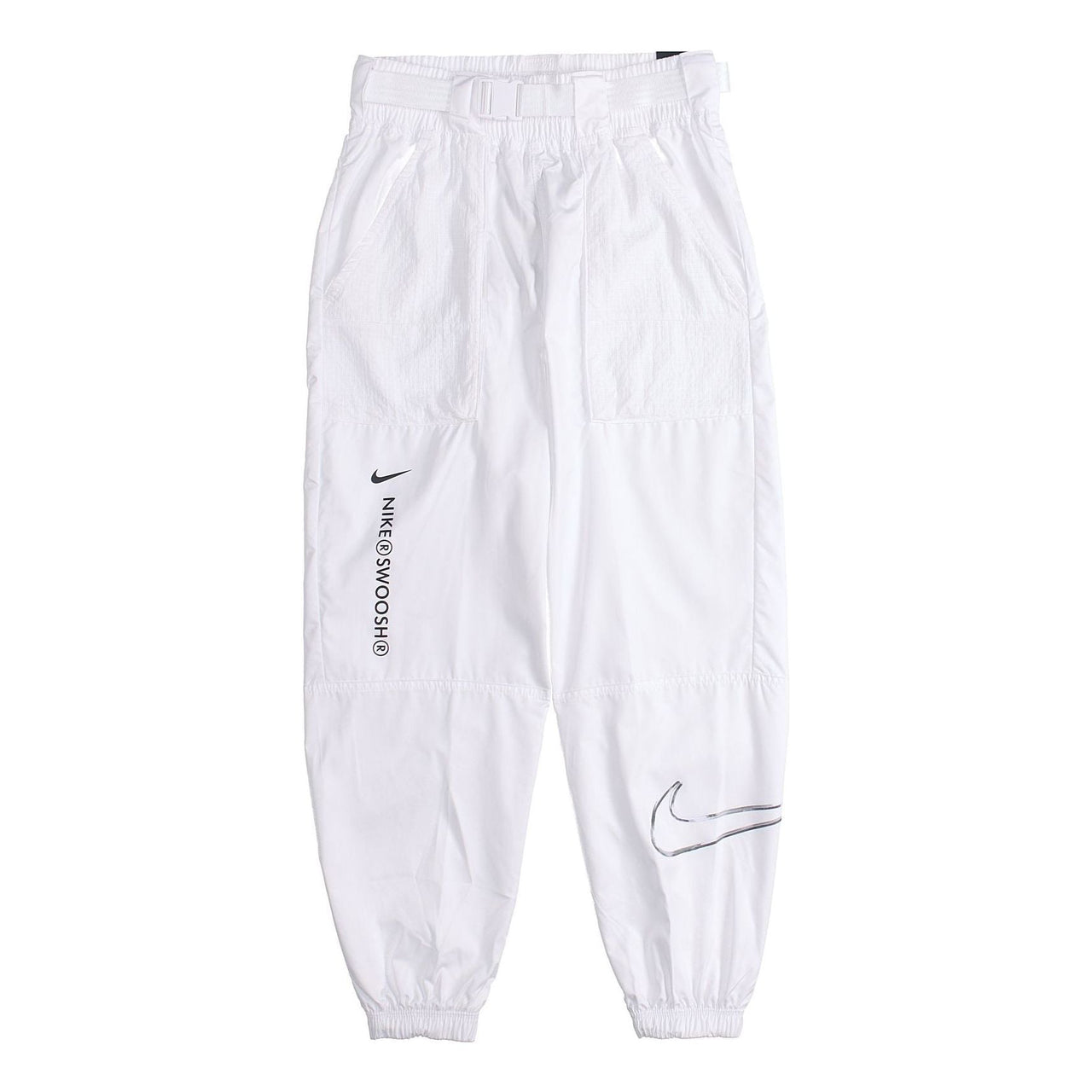 (WMNS) Nike Logo Printing Sports Adjustable Belt Bundle Feet Woven Long Pants/Trousers Autumn White DJ8997-100