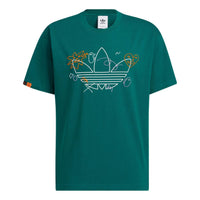 adidas originals Cartoon Pattern Logo Sports Round Neck Short Sleeve Green HR6461