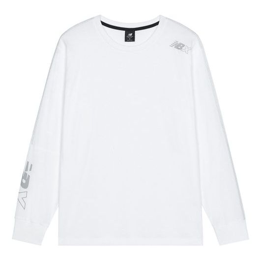 New Balance Men's New Balance Printing Sports Knit Long Sleeves White T-Shirt AMT13568-WT