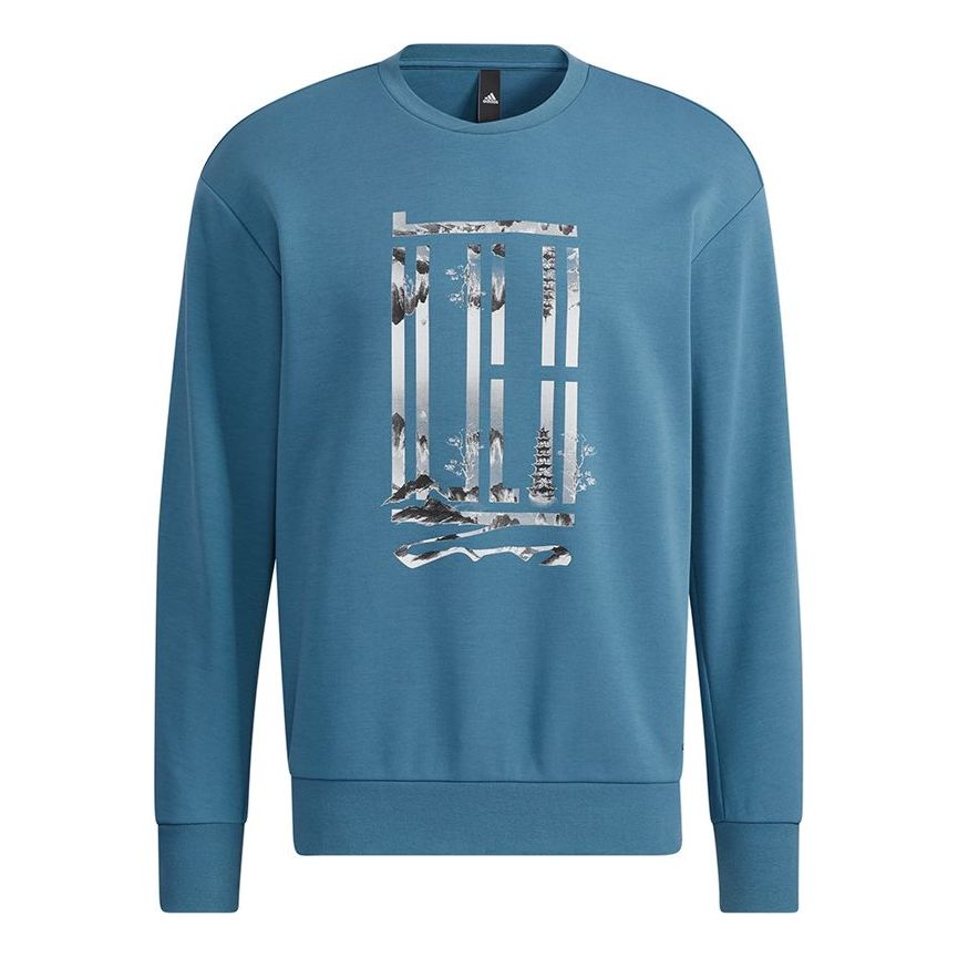 Men's adidas Wj Logo Swt Sports Round Neck Pullover Blue H39290