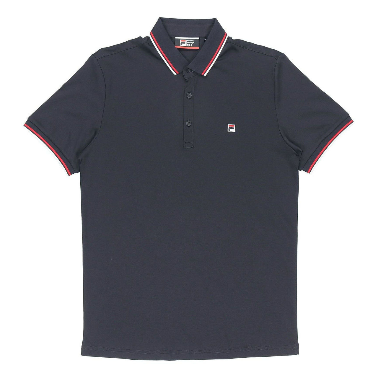 FILA Logo Solid Color Sports Short Sleeve Knitted Polo Shirt For Men Blue F11M021121G-NV