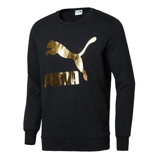 PUMA Bronzing Printing Round Neck Pullover Black 595892-51