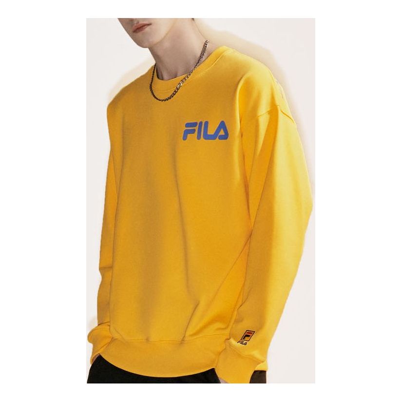 FILA FUSION Alphabet Logo Printing Sports Round Neck Pullover Unisex Yellow T11U038205F-YE