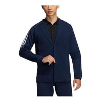 Men's adidas Taylored Jkt Stripe Lapel Zipper Cardigan Long Sleeves Jacket Dark Blue HG1664