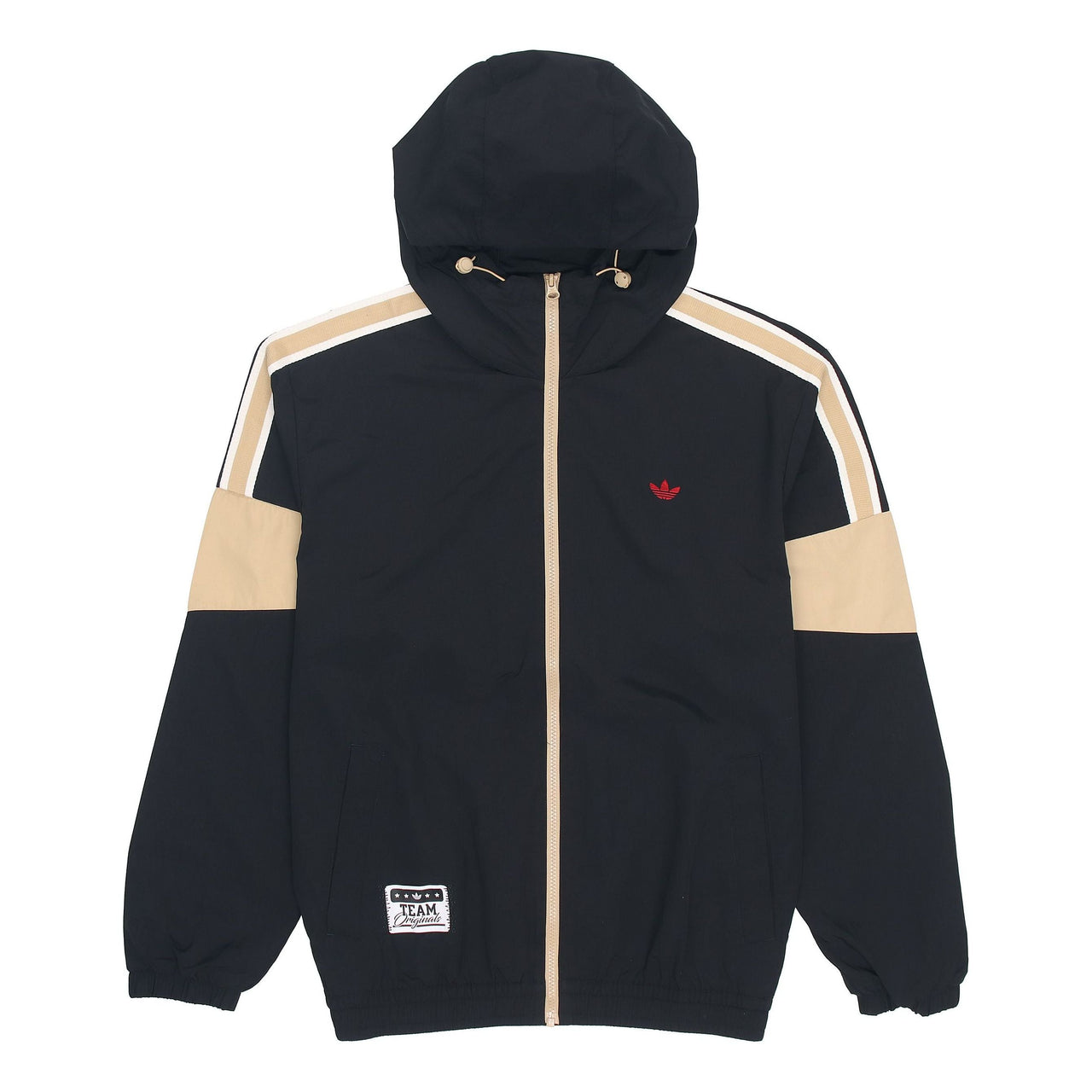 Men's adidas originals Colorblock Logo Athleisure Casual Sports Hooded Jacket Autumn Black HS1991