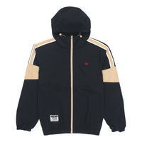 Men's adidas originals Colorblock Logo Athleisure Casual Sports Hooded Jacket Autumn Black HS1991