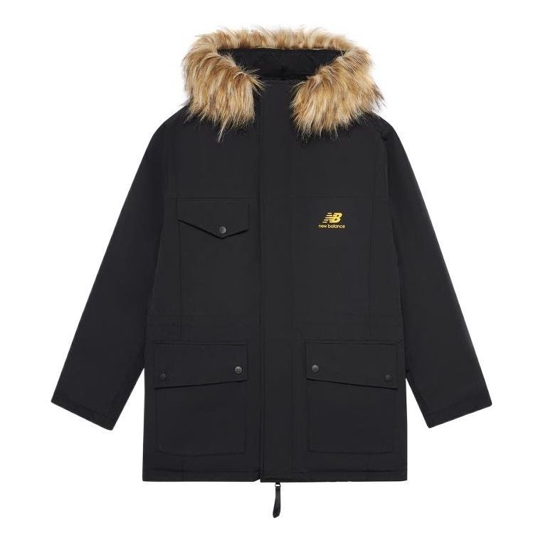 New Balance Fur Collar Warm Windproof Jacket 'Black Brown' AMJ23371-BK