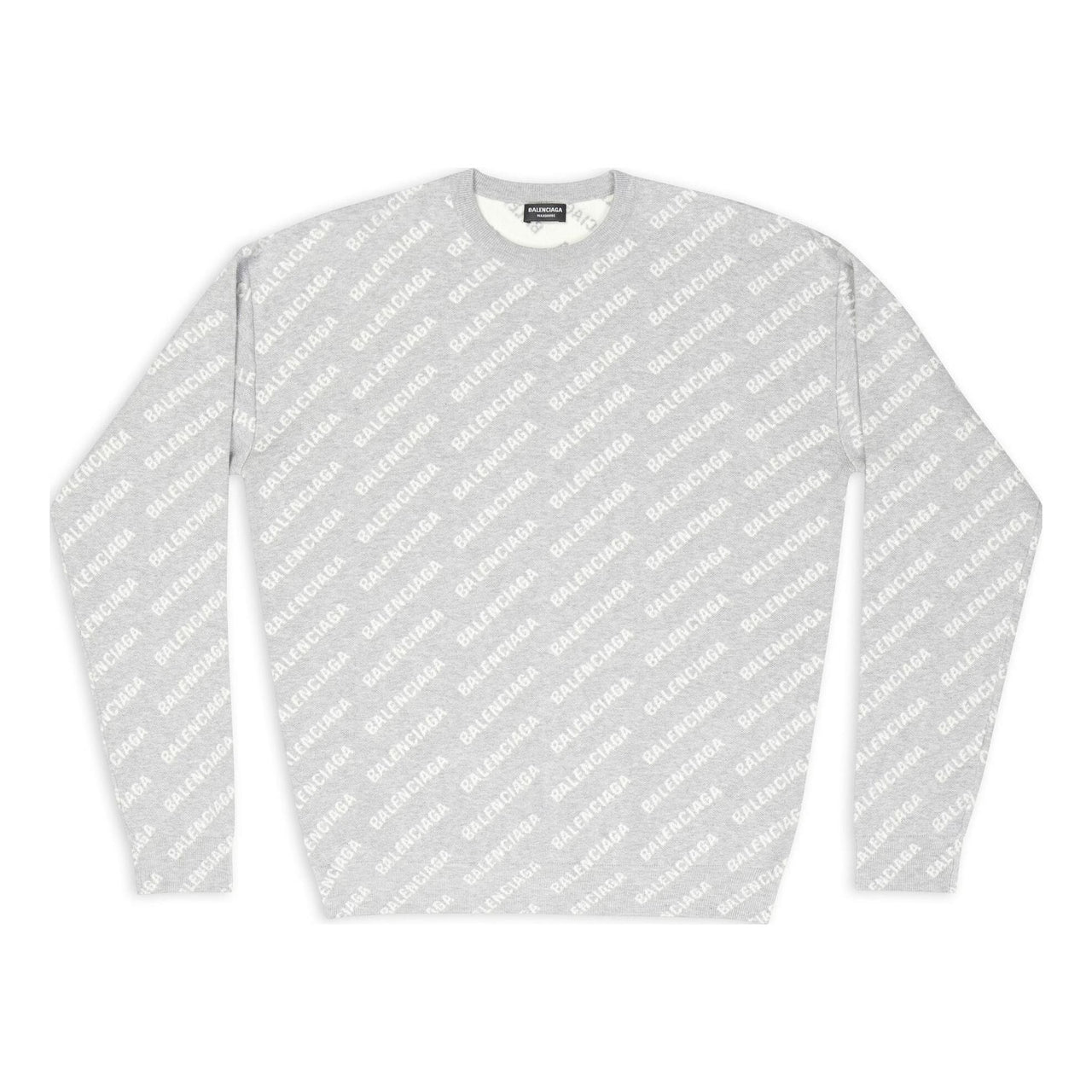 Balenciaga All Over Logo Crewneck Sweater 'Light Grey White' 702952T32331461