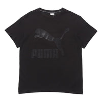 (WMNS) PUMA Classic Logo Printing Round Neck Short Sleeve Black 530005-51