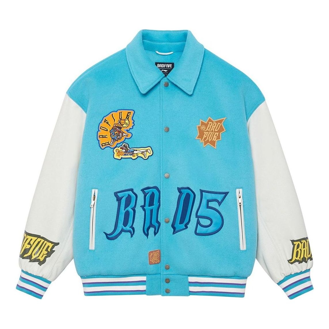 Li-Ning BadFive Graphic Baseball Jacket 'Blue White' AJPS001-2