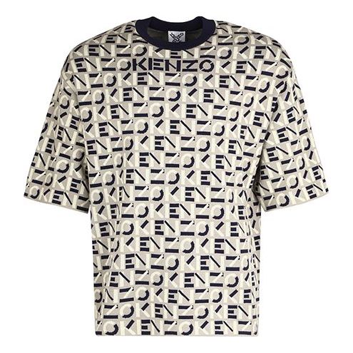 Men's KENZO SS21 Full Print Round Neck Short Sleeve Gray FB55PU5823SC-95