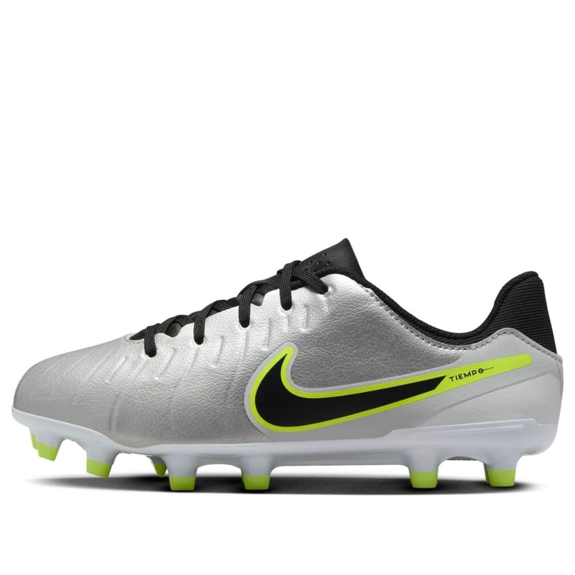 (GS) Nike JR. Tiempo Legend 10 Academy MG 'Metallic Silver Black Volt' DV4348-001