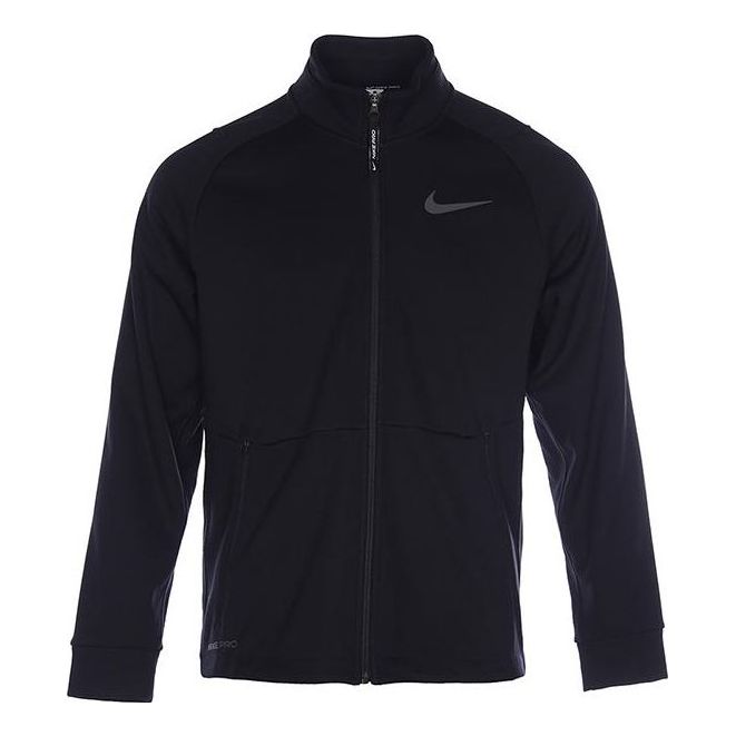 Men's Nike Solid Color Logo Label Zipper Cardigan Stand Collar Long Sleeves Jacket Black DM5941-010