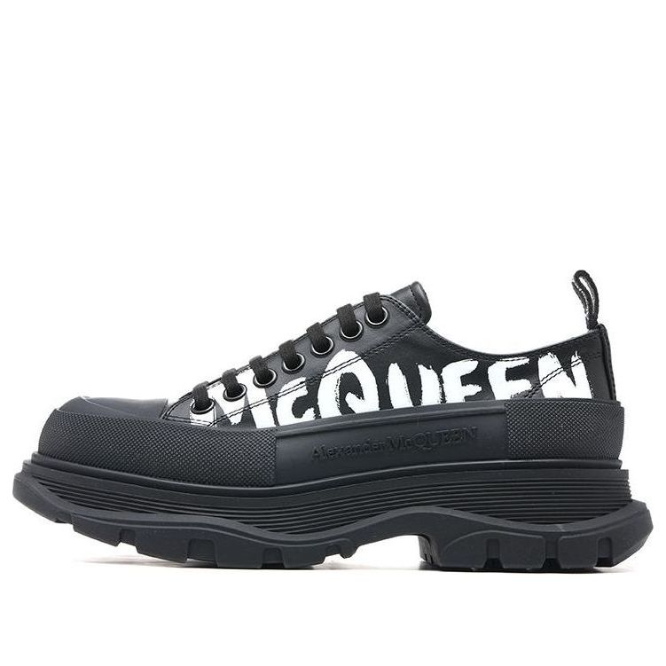 Alexander McQueen Graffiti Tread Slick Lace Up Shoes 'Black White' 711108WIAT61070
