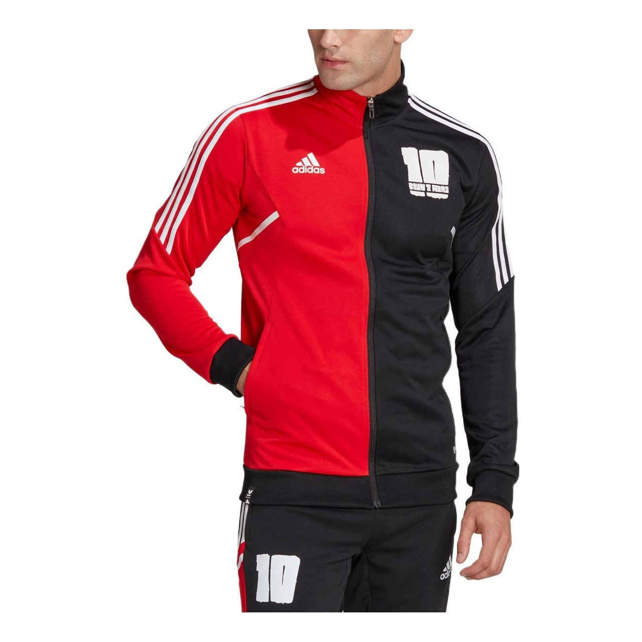Men's adidas Logo Printing Pattern Slim Fit Zipper Cardigan Stand Collar Jacket Colorblock HI3789