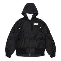 Nike x sacai Double Layer Contrasting Colors Sports Hooded Jacket 'Black' CV5732-010