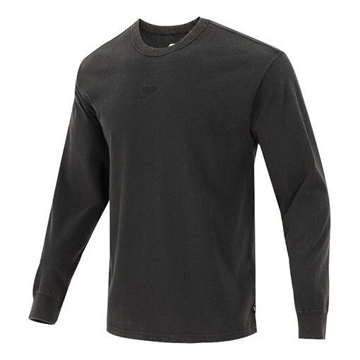 Men's Nike Solid Color Small Logo Round Neck Long Sleeves Black T-Shirt DJ1583-010