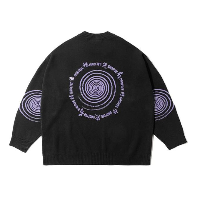 Li-Ning BadFive Graphic Knit Sweater 'Black Purple' AMBR071-1