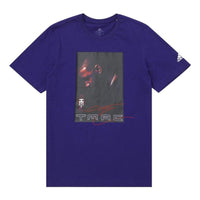 Men's adidas Tmac Tee 25th Character Alphabet Printing Round Neck Short Sleeve Blue T-Shirt HS8516