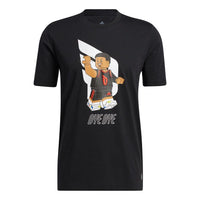Men's adidas x LEGO Crossover Dame Ss Damian . Lillard Funny Blocks Printing Basketball Sports Short Sleeve Black T-Shirt HA7055