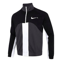 Nike Sportswear Swoosh Contrast Color Stitching Knit Stand Collar Logo Jacket Black DD5982-010