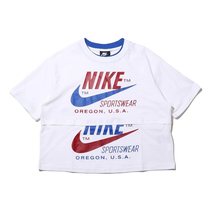 (WMNS) Nike logo Splicing Short Sleeve US Edition White CJ2040-100