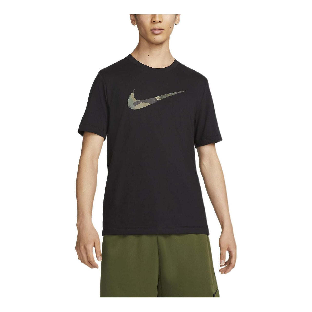 Men's Nike Camouflage Logo Printing Casual Round Neck Short Sleeve Black T-Shirt DR7562-010