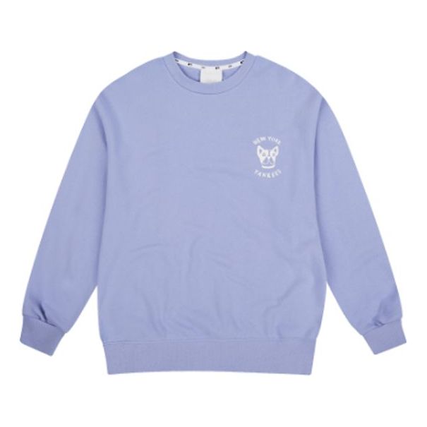 MLB NY Long Sleeves Loose Classic Printing Round Neck Unisex Purple 31MTC2941-50V