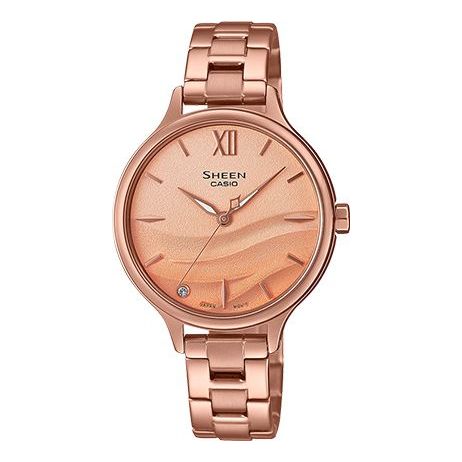 CASIO SEAWAVE Subject Fashion 3d Minimalistic Watch Sapphire Crystal Gradient Pink SHE-4550PG-4AUPR