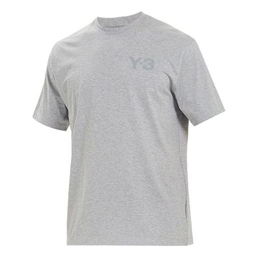 Men's Y-3 Casual Logo Round Neck Short Sleeve Gray T-Shirt GK4505