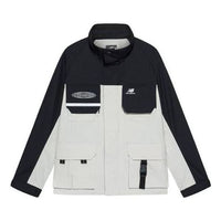 New Balance Windproof Hooded Cargo Jacket 'Black White' NAA3N011-BEI