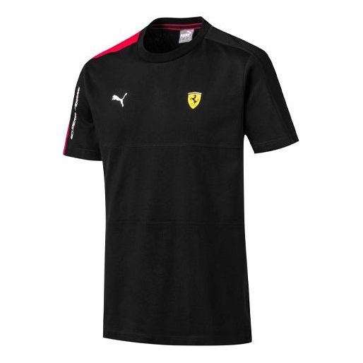PUMA Ferrari Series Athleisure Casual Sports Splicing Round Neck Short Sleeve Black 595427-02