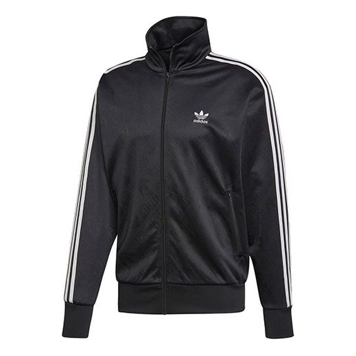 adidas originals Stand Collar Athleisure Casual Sports Stripe Jacket Black ED7051
