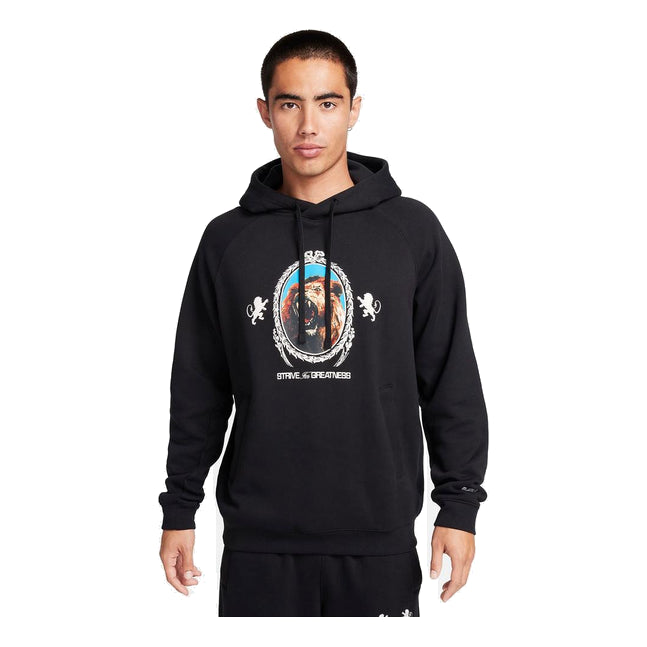 Nike Lebron Pullover Fleece Hoodie 'Black Lion Print' FB7124-010