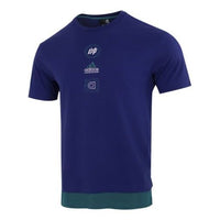 adidas Alphabet Logo Word Casual Sports Short Sleeve Blue HE9922
