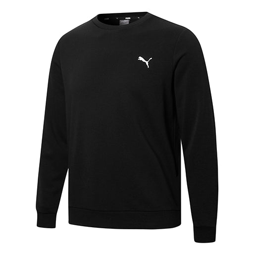 PUMA Ess Logo Printing Round Neck Sports Pullover Black 848731-01
