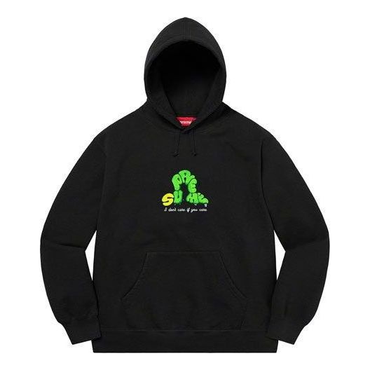 Supreme Don't Care Hooded Sweatshirt 'Black Green' SUP-SS21-505