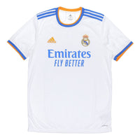 adidas real Madrid 21-22 Season SW Fan Edition Home Alphabet Logo Stripe Sports Short Sleeve Soccer/Football Jersey White GQ1359