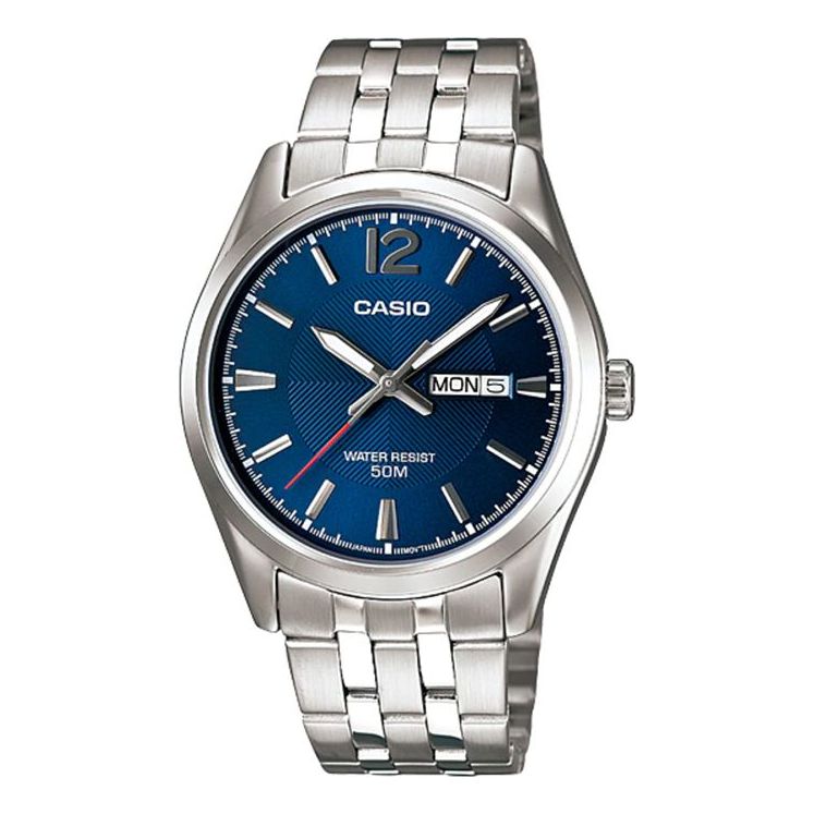 Men's CASIO Quartz Movement Stainless Steel Strap Waterproof Quartz Watch Blue Mens MTP-1335D-2A