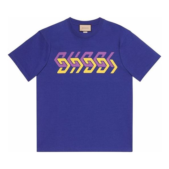 Gucci Geometric Block Logo T-Shirt 'Blue' 616036-XJDV9-4120