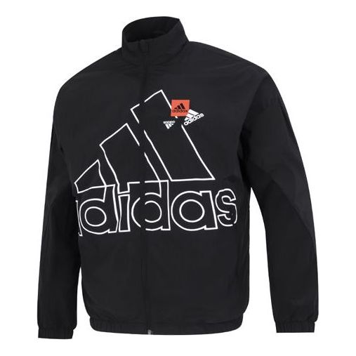 Men's adidas Mh Bp3 Wvjkt Large Logo Athleisure Casual Sports Woven Jacket Autumn Black HP1433