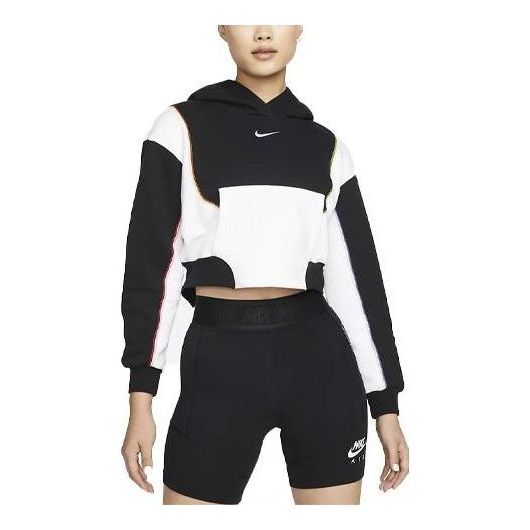 (WMNS) Nike Sportswear Oversized Fleece Hoodie 'Black White' DM6360-010