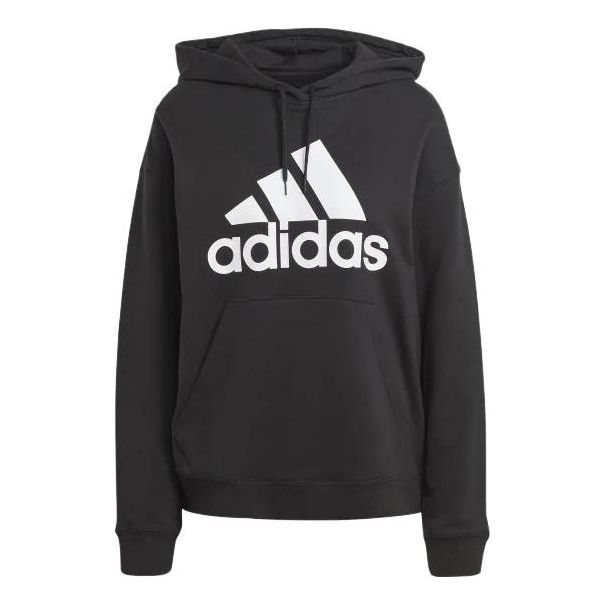 (WMNS) adidas Big Logo Oversized French Terry Hoodie Asia Sizing 'Black' HR4934